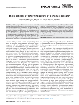 The Legal Risks of Returning Results of Genomics Research