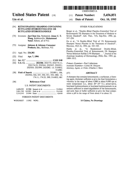 IIIHIIIHIII US005456851A United States Patent (19) 11 Patent Number: 5,456,851 Liu Et Al