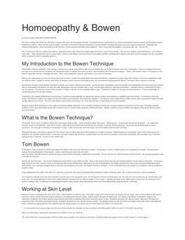 Homoeopathy & Bowen