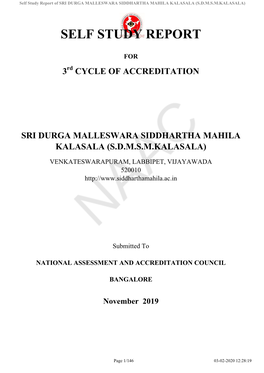 Self Study Report of SRI DURGA MALLESWARA SIDDHARTHA MAHILA KALASALA (S.D.M.S.M.KALASALA)