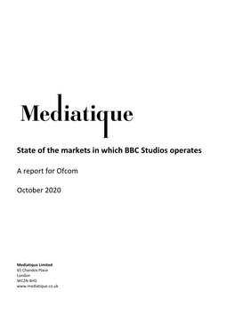 Mediatique Report: State of the Markets in Which BBC Studios Operates