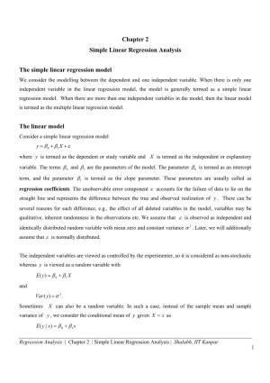 Chapter 2 Simple Linear Regression Analysis the Simple
