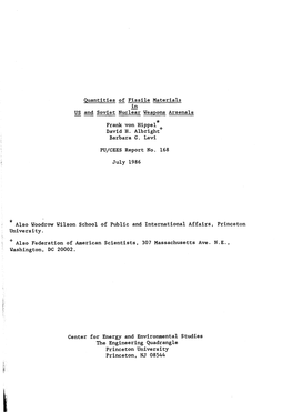 Quantities of Fissile Materials in US and Soviet