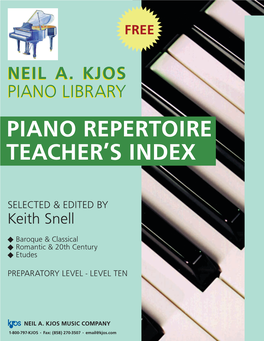 Piano Repertoire Teacher's Index