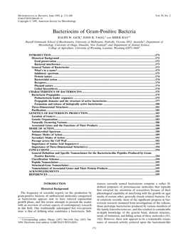 Bacteriocins of Gram-Positive Bacteria