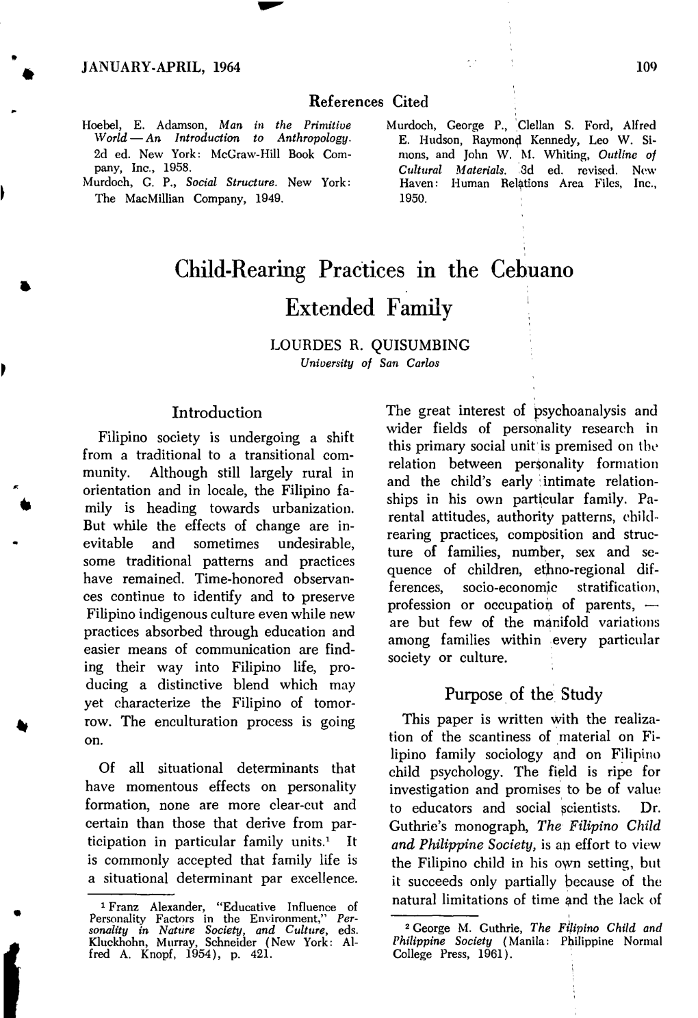 Child-Rearing Practices in the Cehuano Extended Family