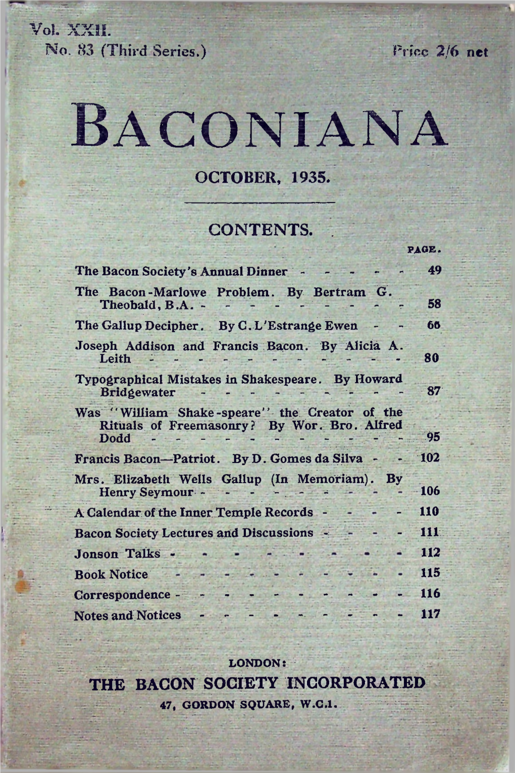 1935 Baconiana No 83