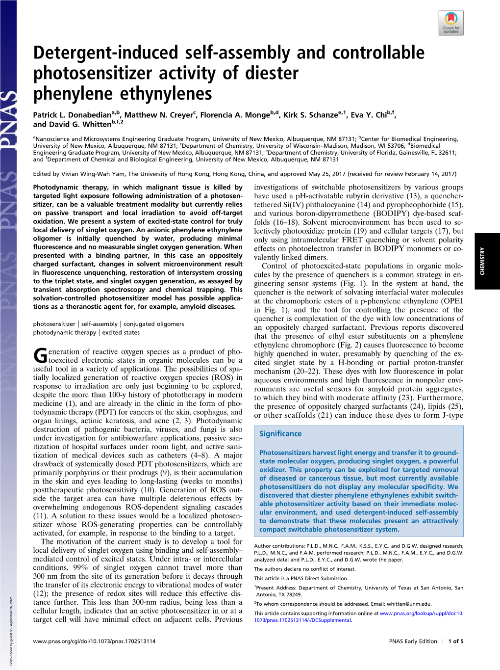 Detergent-Induced Self-Assembly and Controllable Photosensitizer Activity of Diester Phenylene Ethynylenes