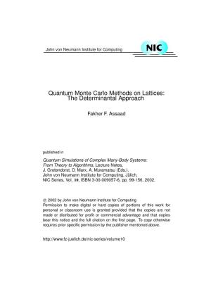 Quantum Monte Carlo Methods on Lattices: the Determinantal Approach