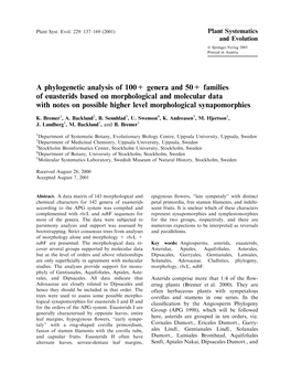 A Phylogenetic Analysis of 100+ Genera and 50+ Families Of