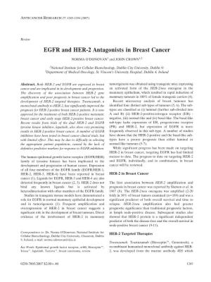 EGFR and HER-2 Antagonists in Breast Cancer