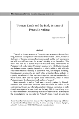 Women, Death and the Body in Some of Plutarch's Writings