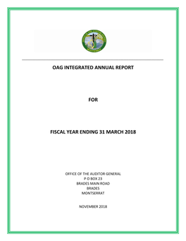Oag Integrated Annual Report for Fiscal Year Ending 31 March 2018