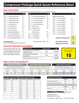 Compressor Package Quick Quote Reference Sheet This Sheet Is Meant Only As a Guide