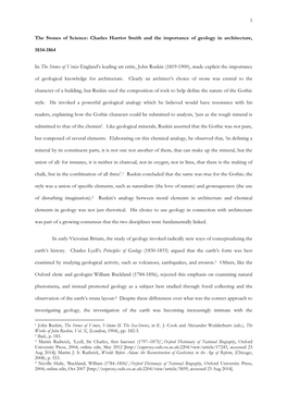 1 the Stones of Science: Charles Harriot Smith and the Importance of Geology in Architecture, 1834-1864 in the Stones of Venice