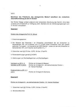 Beschluss Des Präsidiums Des Amtsgerichts Meldorf Betreffend Die Richterliche Geschäftsverteilung Ab Dem 01.09.2021