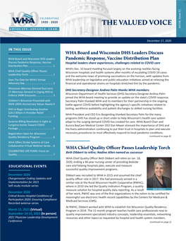 December 17, 2020 Edition of WHA Newsletter