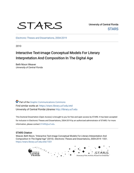 Interactive Text-Image Conceptual Models for Literary Interpretation and Composition in the Digital Age