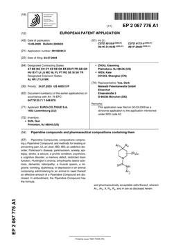 Piperidine Compounds and Pharmaceutical Compositions Containing Them