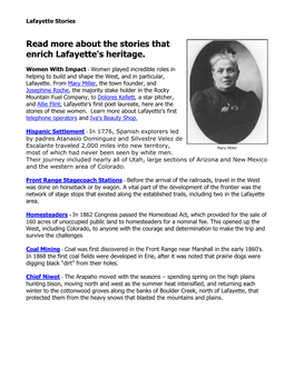 Read More About the Stories That Enrich Lafayette's Heritage