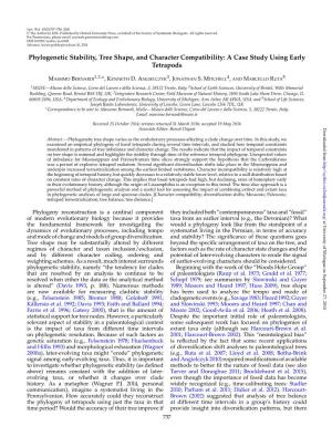 Phylogenetic Stability, Tree Shape, and Character Compatibility: a Case Study Using Early Tetrapods