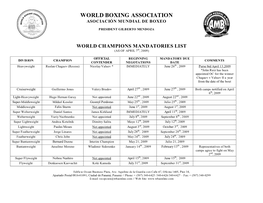 World Boxing Association Asociación Mundial De Boxeo