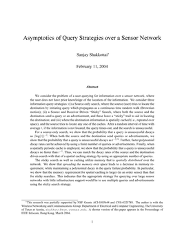 Asymptotics of Query Strategies Over a Sensor Network