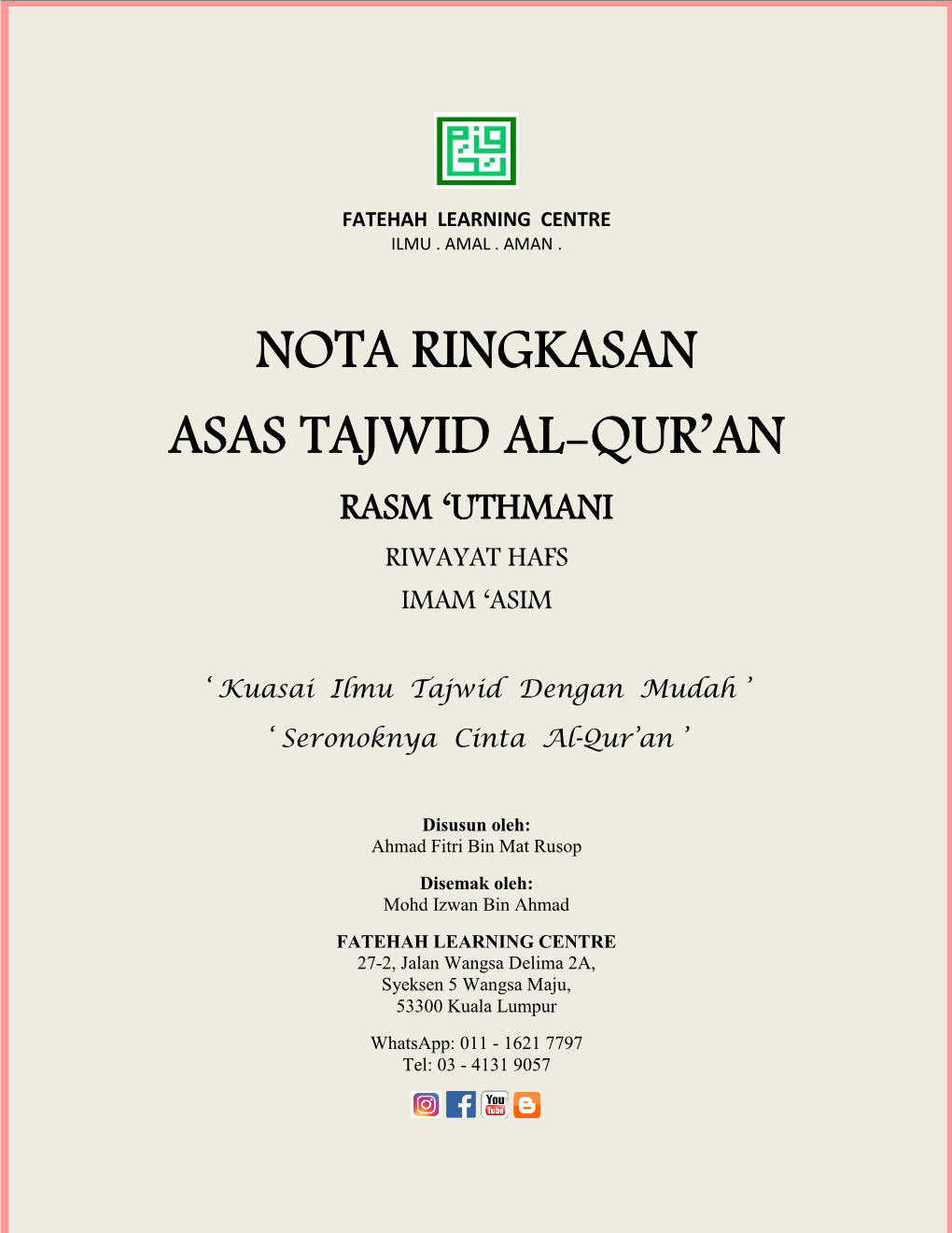 Nota Ringkasan Asas Tajwid Al-Qur'an - DocsLib