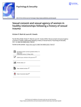 Sexual Consent and Sexual Agency of Women in Healthy Relationships Following a History of Sexual Trauma