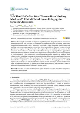Ethical Global Issues Pedagogy in Swedish Classrooms