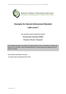 Internal Assessment Resource Latin for Achievement Standard 90865