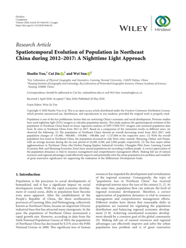 Spatiotemporal Evolution of Population in Northeast China During 2012–2017: a Nighttime Light Approach