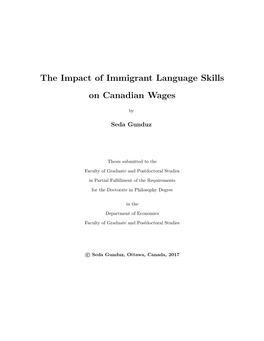 The Impact of Immigrant Language Skills on Canadian Wages