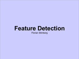 Feature Detection Florian Stimberg