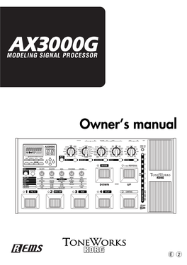 AX3000G Owner's Manual