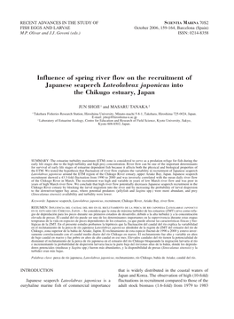 Influence of Spring River Flow on the Recruitment of Japanese Seaperch Lateolabrax Japonicus Into the Chikugo Estuary, Japan
