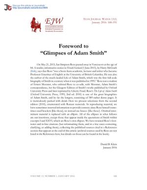 Glimpses of Adam Smith: Excerpts from the Biography by Ian Simpson Ross · Econ Journal Watch