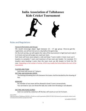 India Association of Tallahassee Kids Cricket Tournament