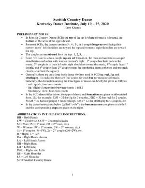 Scottish Country Dance Kentucky Dance Institute, July 19 – 25, 2020 Harry Khamis