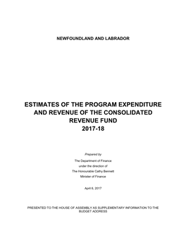Estimates of the Program Expenditure and Revenue of the Consolidated Revenue Fund 2017-18