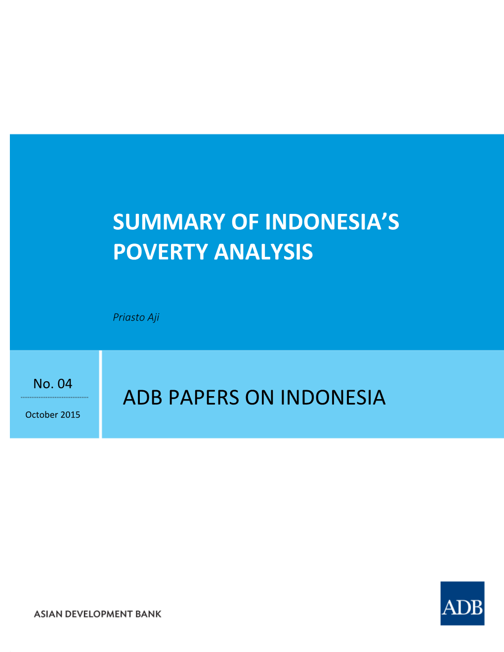 ADB Summary of Indonesia Poverty Analysis