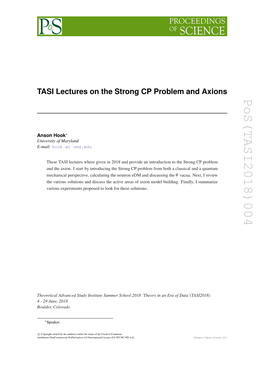 TASI Lectures on the Strong CP Problem and Axions Pos(TASI2018)004 Is Θ