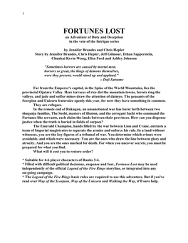 FORTUNES LOST an Adventure of Duty and Deception in the Vein of the Intrigue Series