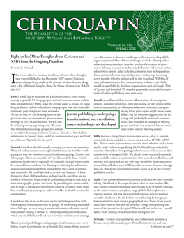 Chinquapin the Newsletter of the Southern Appalachian Botanical Society