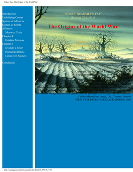 The Origins of the World War