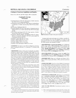 REPTILIA: SQUAMATA: COLUBRIDAE CARPHOPHIS Catalogue of American Amphibians and Reptiles