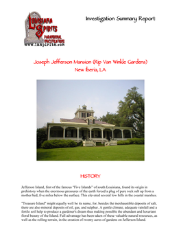 Joseph Jefferson Mansion (Rip Van Winkle Gardens) New Iberia, LA