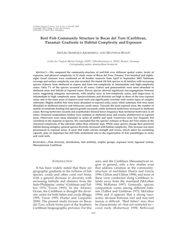 Reef Fish Community Structure in Bocas Del Toro (Caribbean, Panama): Gradients in Habitat Complexity and Exposure