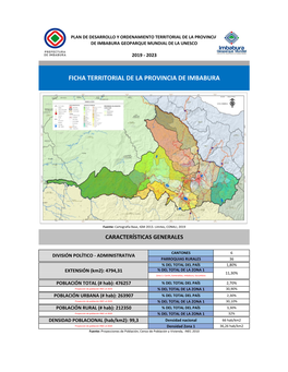 Ficha Territorial De La Provincia De Imbabura
