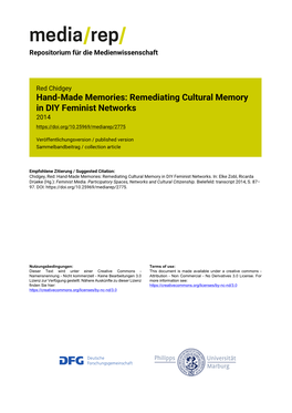 Remediating Cultural Memory in DIY Feminist Networks 2014